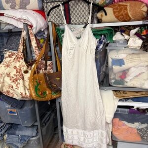 Elegant White Lace Trim slip Dress